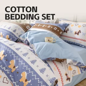 Custom 4 Pcs Bed Sheet Duvet Cover 100% Cotton Bedding Set King Size Queen Size Full Sheets Sets Super Soft Luxury