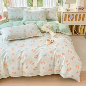 Custom 4 Pcs Bed Sheet Duvet Cover 100% Cotton Bedding Set King Size Queen Size Full Sheets Sets Super Soft Luxury