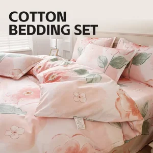 Custom 4 Pcs Plant Print Full Sheets Sets 100% Cotton Bedding Set Twin Size Queen Size Super Soft Luxury