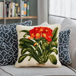 Custom 45*45cm Flower Design Style Office Throw Cushion Home Decoration Embroidery Needlepoint Pillow Cover Polyester Invisible