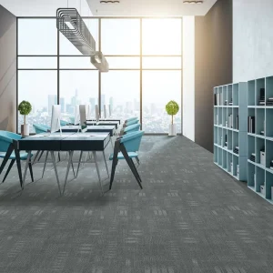 Custom 50×50 Nylon Grey Stripe Corridor Interlocking Carpet Puzzle Broadloom Printed Nylon Tile for Office