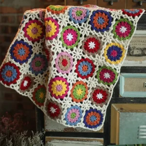 Custom 60*120cm Table Runner and Throw Blanket Hand-Crocheted Granny Knit 100% Cotton for Home Decoration