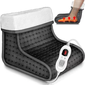 Custom 60W Electric Heated Foot Warmer Premium Thermal Boot Adjustable Heat Plush Slippers for Winter Home Office Gifting