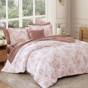Custom 7 Piece Floral Cotton Comforter Set All Season 300TC Cotton Sheets Bed In A Bag for Bedroom Home OEM ODM Service