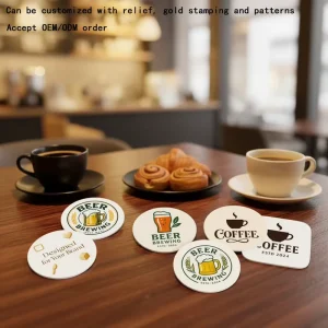 Custom Absorbent Eco Friendly Durable Reusable Modern Ceramic Round Coasters and Mats Pad Blanks Model 004