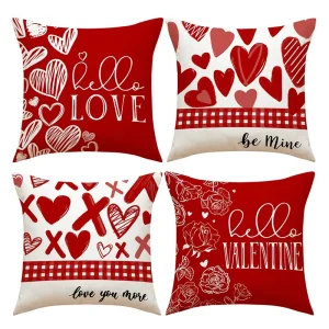 Custom All Over Print Logo Pillow Cover Cotton Canvas Throw Pillow Case Valentines Day Gift