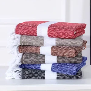 Custom All-Season Quick Dry Cotton Turkish Beach & Bath Towel Yarn-Dyed Jacquard with Custom Logo