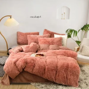 Custom All Season Velvet Eco Friendly 400TC Modern Home Shaggy Plush Comforter Soft Fluffy Bed Sheet Bedding Set