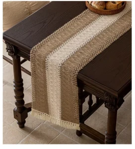 Custom American Style Christmas Embroidery Table Runner Rectangular Tablecloth Premium Polyester Fabric