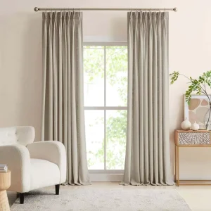 Custom American Style Polyester Linen Blackout Curtains with Smart Control for Living Room All Season