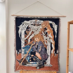 Custom Anime Tapestry Berserk Cartoon Polyester Cotton Woven Jacquard Throw Blanket Sofa Cover Living Room Decor Airplane Four