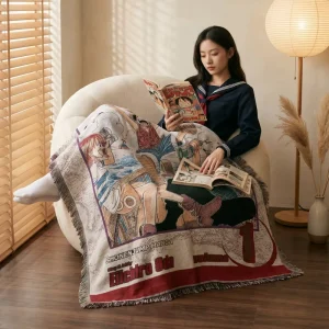 Custom Anime Woven Blanket Jacquard 130x160cm Factory Direct Sofa Throw Wall Hanging Furniture Decor Gift 1pc MOQ Living Room