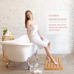 Custom Bath Mat for Luxury Shower Non Slip Bamboo Sturdy Water Proof Bathroom Carpet for Indoor or Outdoor Use