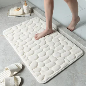 Custom Bathroom Rugs Sets Cobblestone Memory Foam Bathroom Mats Extra Thick Non Slip Bath Mats for Bathroom