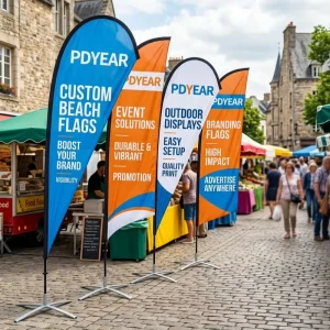 Custom Beach Flag 600D Oxford Fabric Waterproof Printing Outdoor Teardrop Flag for Promotional Events