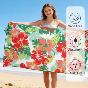 Custom Beach Towel Large Lightweight High Density Super Absorbent Fast Dry Soft Recycled Microfiber Beach Towel
