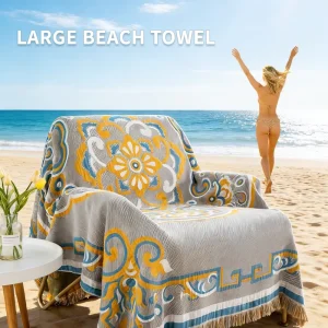 Custom Beach Vacation Towel Tassel Blanket 150*200CM Suitable for Beach Home Sofa Throw Shawl Blanket