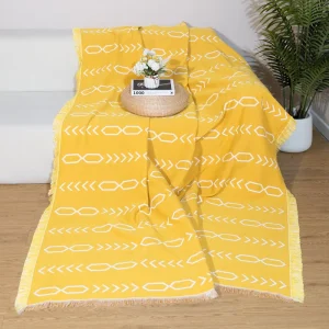 Custom Bed Blanket Luxury Polyester Picnic Soft Tassel Picnic Rug Throw Blanket