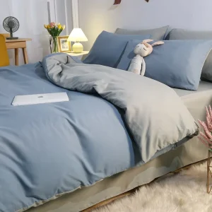 Custom Bedding Home Textiles Four-Piece Bedding Set Washed Cotton Duvet Cover Solid Color Three-Piece Bed Sheet Sets