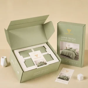 Custom Bedding Set Packaging Box Home Textile Pillow Bed Sheet Duvet Cover Corrugated Mailer FSC Lionwrapack