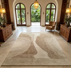 Custom Bespoke Hand Tufted Wool Rug Multiple Premium Sizes Fine Soft Floor Covering For Commercial Reception Room Interior Decor