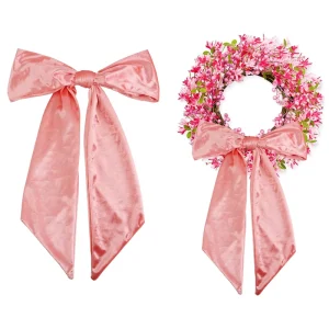 Custom Big Velvet Wreath Sash Bow for Christmas Garland Front Door Porch Decor