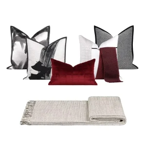 Custom Black Gray Pillowcase Exquisite Tassel Stitching Geometric Pattern Decorative Cushion Cover Heated Memory