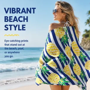 Custom Black White Striped Design Portable Super Soft Sand Free Quick Dry Modern Beach Towel Cotton