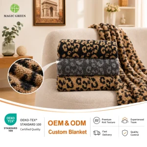 Custom Blanket Luxury Throw Blanket Leopard Pattern Knitted Throw Cozy Blanket