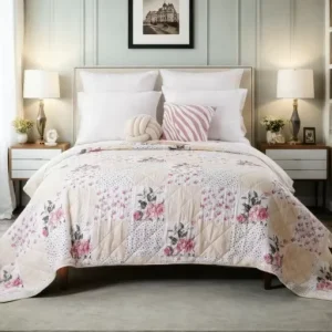 Custom Block Print Quilt Cover Floral Bedding Duvet Cover King Knitted Coquette Coverlet Quilt Bedding Set