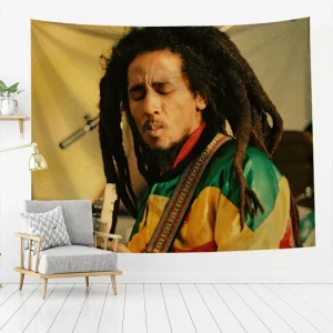 Custom Bob Marley Wall Hanging Tapestry for Home Decor Digital Print Hippie Jamaican Singer Aesthetic Wall Tapestry Decoration