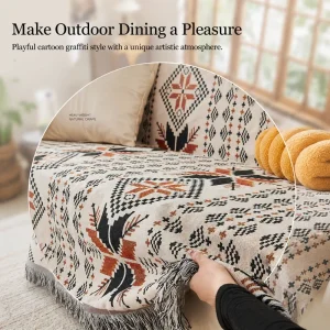 Custom Bohemian Tablecloth Outdoor Picnic Mat Moisture Proof Thickened Camping Blanket Floor Mat Sofa Towel Cover Home Decor
