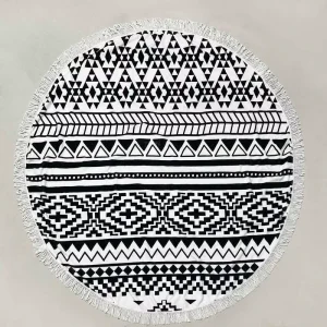 Custom Boho Floral Print Round Beach Towel Blanket Microfiber Quick Dry Lightweight Yoga Home Travel Mat