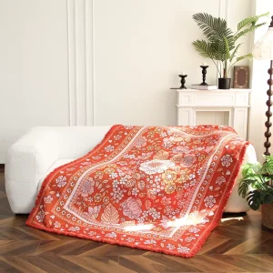 Custom Boho Floral Tapestry Throw Blanket Cotton Polyester Woven Sofa Blanket OEM
