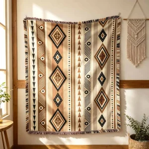 Custom Boho Geometric Woven Wall Tapestry with Tassels Carry on Blankets Tapestries Art Hanging Decor Bedding Throws