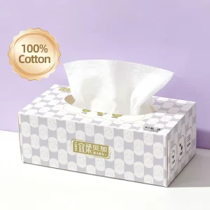 Custom Boxed Highly Absorbent 20*20cm 1 layer Disposable Cotton Tissue Towel 100% Pure Cotton Soft Face Cleaning Facial Tissue