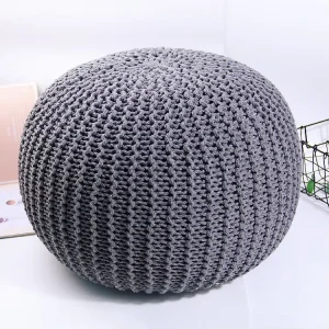 Custom Breathable Pouf Sofa Round Large Size Hand Woven Cotton Home Textile Pouf