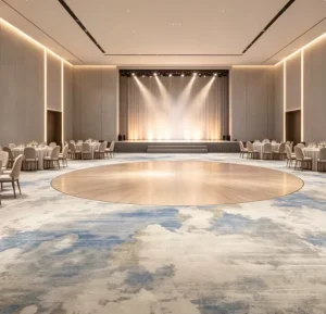 Custom Broadloom Tufted Hotel Carpet 4m Textile Back Nylon Anti Slip Stain Resistant Long Term Cooperation Banquet Space