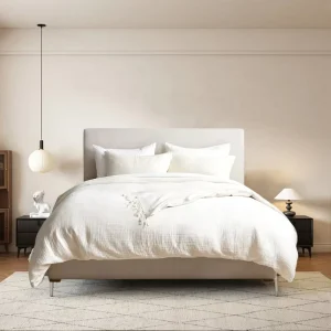 Custom Button Closure Cozy Comfortable 100% Cotton Woven Duvet Cover Set