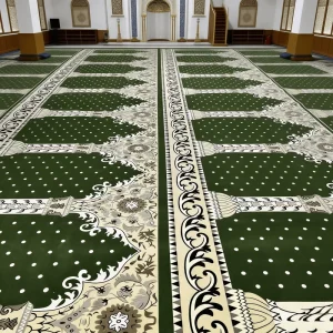 Custom Carpets Luxury Mosque Carpet Prayer Mat Jacquard Tufted Machine Made Cut Pile Polyester High Quality Fireproof Soft Rugs
