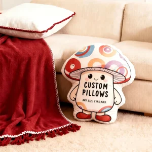 Custom Cartoon Animal Print Irregular Shape Plush Pillow Covers with Die Cut Logo Design