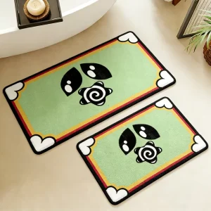 Custom Cartoon Animal Print Non Slip Absorbent Eco Friendly Cute Green Polyester Pet Friendly Reversible Bath Mat Runner Shape