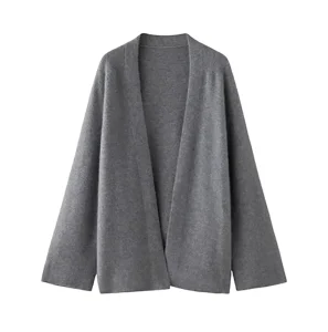Custom Cashmere Blend Cardigan Inner Mongolia Cashmere Wool Solid Knitt Sweater Coat Thick Autumn Women Cashmere Top