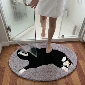 Custom Cat Design Anti slip Soft Bath Mat Water Absorbent Fast Dry Stone Drying Mat Silicone Foldable Bath Mat
