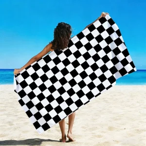 Custom Checkered Beach Towel Soft Comfortable Quick Drying and Oversized Perfect As a Summer Vacation Gift