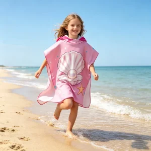 Custom Children’s Hoodie Beach Towel Poncho Quick Dry High Absorbent Microfiber Print Ventilate Soft Kids Hooded Towel