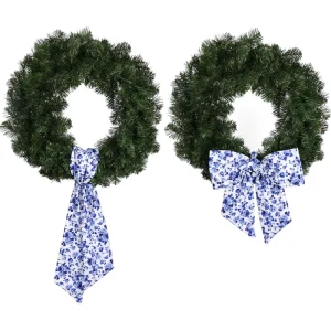Custom Chinese Style Embroidered Christmas Wreath Sash Neutral Door Decor Housewarming Gift Garland Sash Bow Plain Basket Sashes