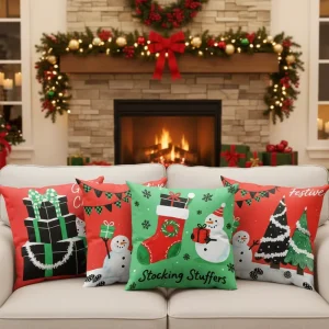 Custom Christmas Festival Throw Pillow Eco-Friendly Anti-Bacteria Home Holiday Decoration Sofa Cushion Cover