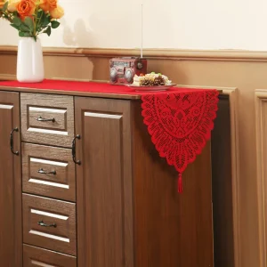 Custom Christmas Floral Crochet Table Runner with Mesh Square Reusable Woven for Home Wedding Decorations