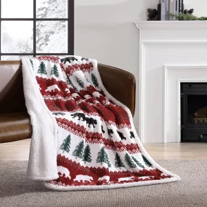Custom Christmas Pattern Cozy Winter Home Decor Soft Sofa Sherpa Back Warm Festive Print Blanket